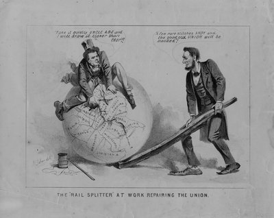 De Rail Splitter aan het werk met het repareren van de Unie, c.1865 door Joseph Baker